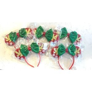 Unique Vintage Christmas Sequins Minnie Mouse Ears Headband Lot of 5 Brand New!